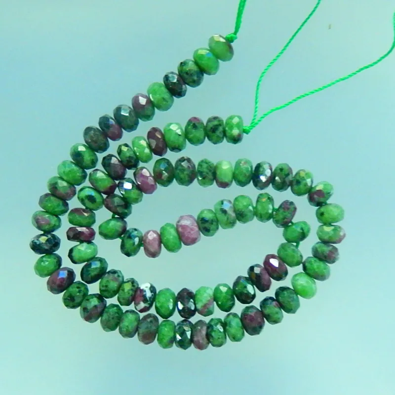 

Ruby And Zoisite Faceted Gemstone Loose Bead,60cm in the length,49.2g
