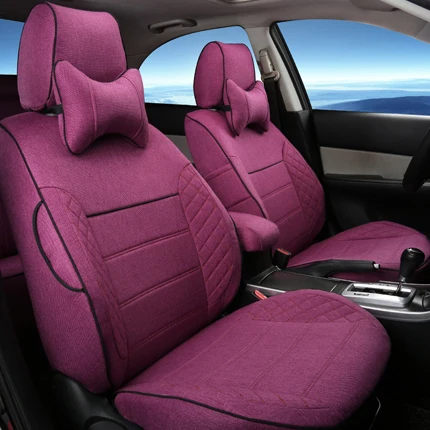 purple 1 Cartailor Лен автомобиля Стульчики Детские поддерживает для Land Rover велярный сиденья набор льняной ткани Чехлы для мангала для автомобилей Подушки защита - Название цвета: purple 1