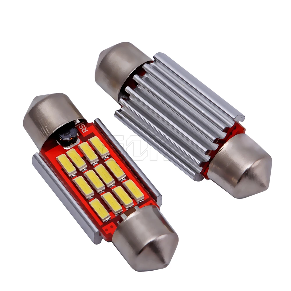 50 шт./лот светодиодная гирлянда 36 мм 39 41 купольная лампа 12SMD 4014 CANBUS для салона