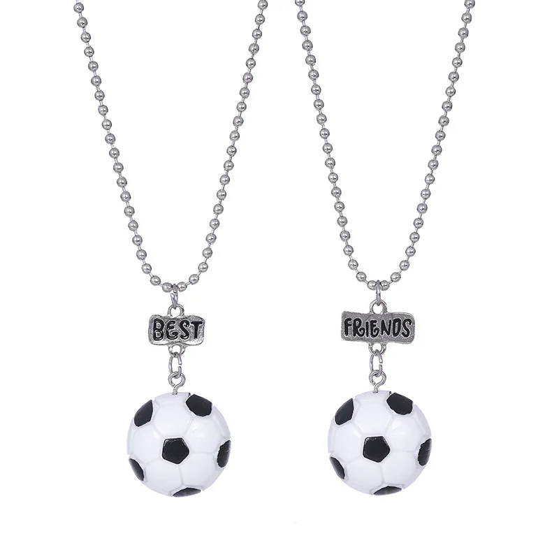 

Simulation Football bff 2 Pendant Necklace Resin Best friends Friendship Jewelry Fashion Souvenir Gifts For Kids 2018