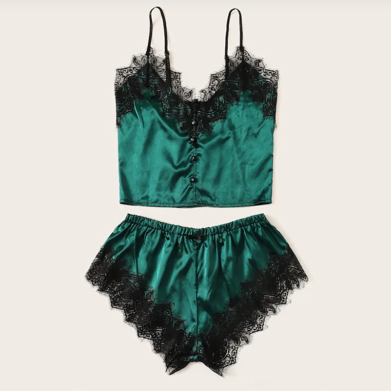 Комплект из 2 предметов женское сексуальное нижнее белье атласный кружевной