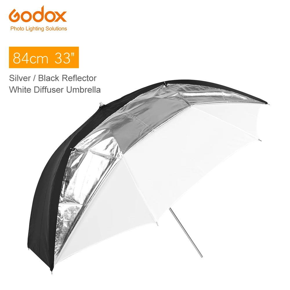Godox 3" 84 см двухслойные Светоотражающие и полупрозрачные черно-белые зонты для студийной вспышки стробоскопа освещения