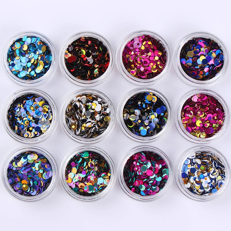 1 коробка для украшения ногтей круглые блестящие блестки яркие ультратонкие УФ