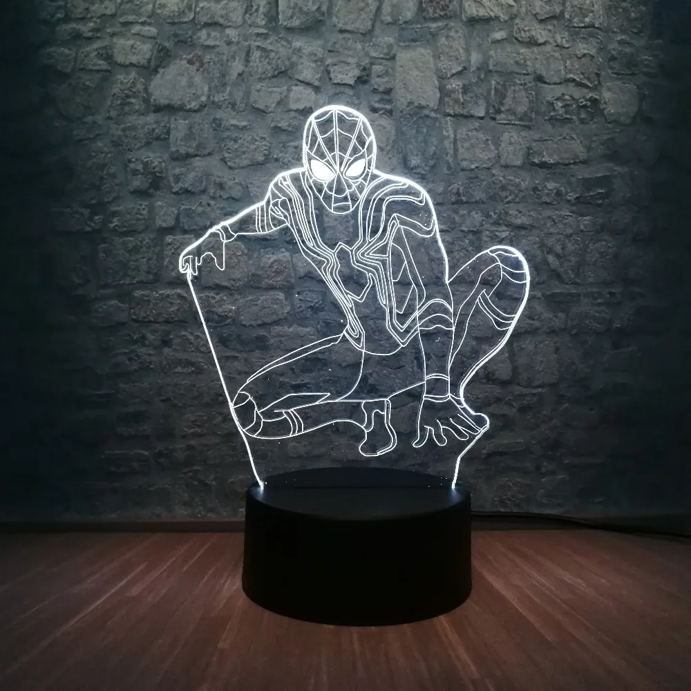 Хит фигурка Marvel Человек-паук экшн герой человек 3D Светодиодная лампа