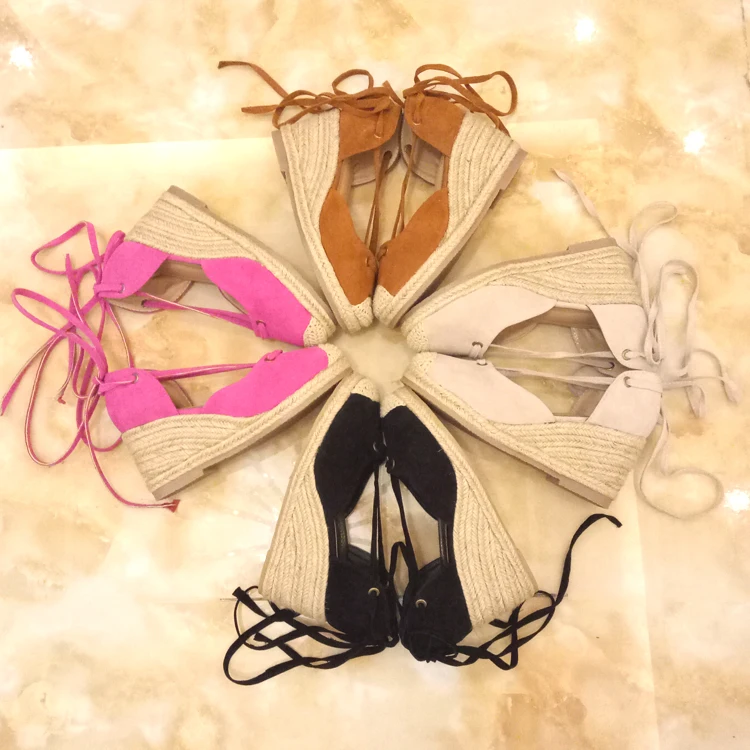 Женские босоножки на танкетке туфли лодочки высоком каблуке 7 см шнуровка в