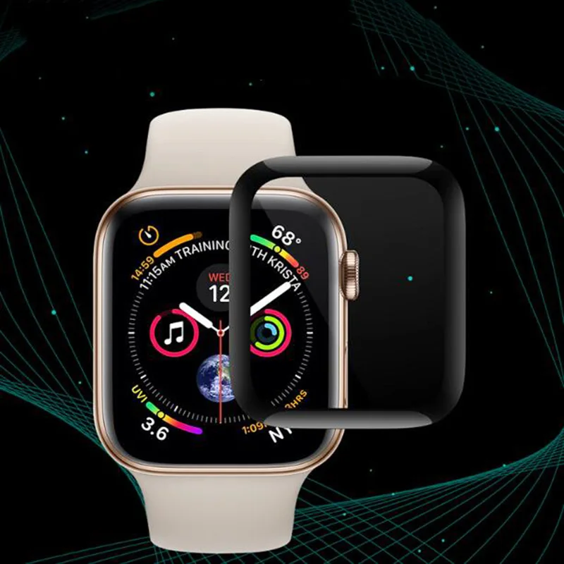 EXUNTON защита для экрана из мягкого углеродного волокна 3D закаленного стекла Apple Watch