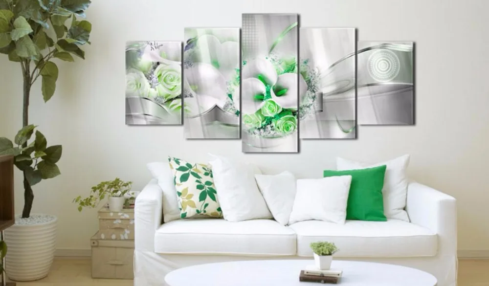 2019 HD 5PCS/Set Pink Green Orange Rose Calla Flower Art Print Frameless Canvas Painting Wall Picture Home Decoration No Frame | Дом и сад