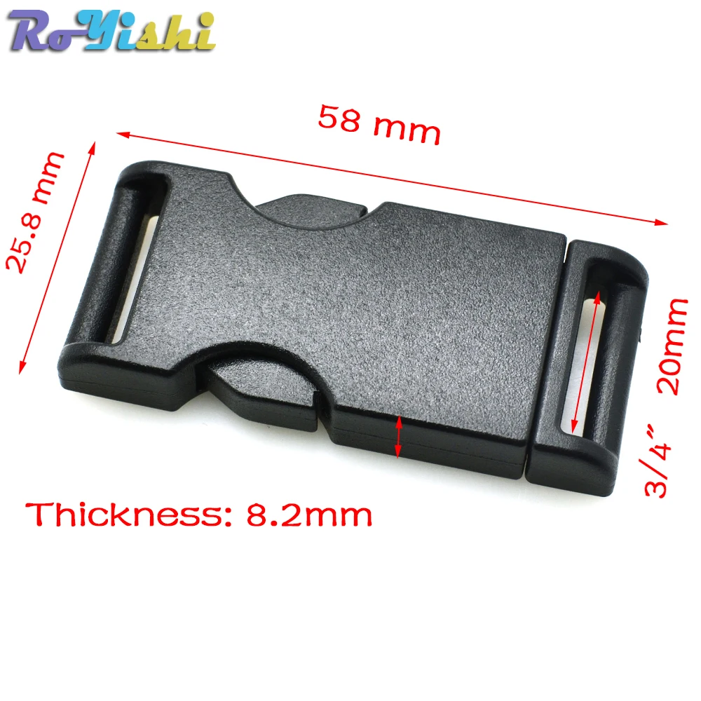 1000pcs/pack 3/4&quot(20mm) Simple Style Plastic Side Release Buckle for Tactical Backpack Straps Black | Дом и сад
