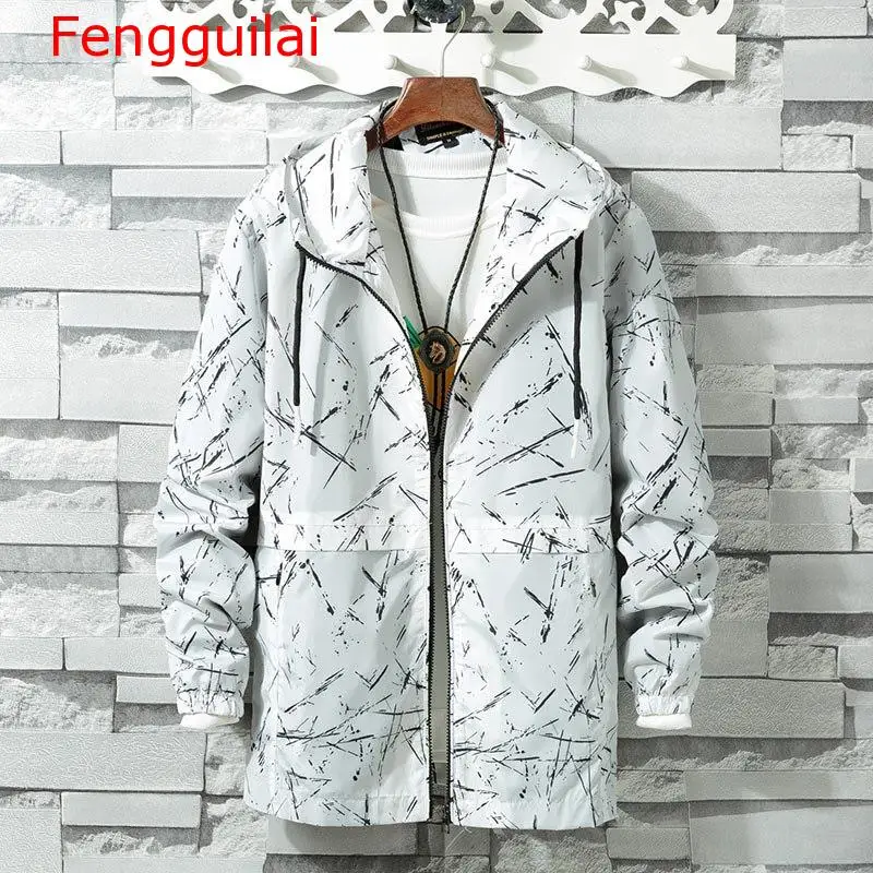 

Fengguilai Autumn Jacket Men Camouflage Outwear Clothing Long Jacket Mens Lightweight Hooded Coat Pockets Casual Coats M-8XL