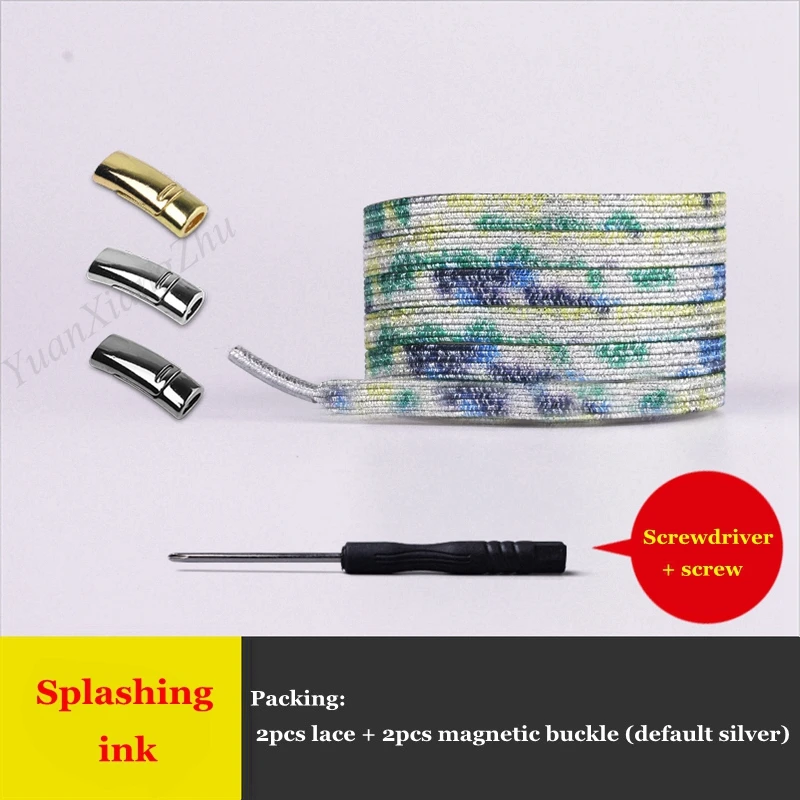 Splashing ink Новые магнитные шнурки эластичные фиксирующие шнурки специальные креативные шнурки без завязок шнурки для детей и взрослых шнурки для кроссовок - Цвет: Splashing ink