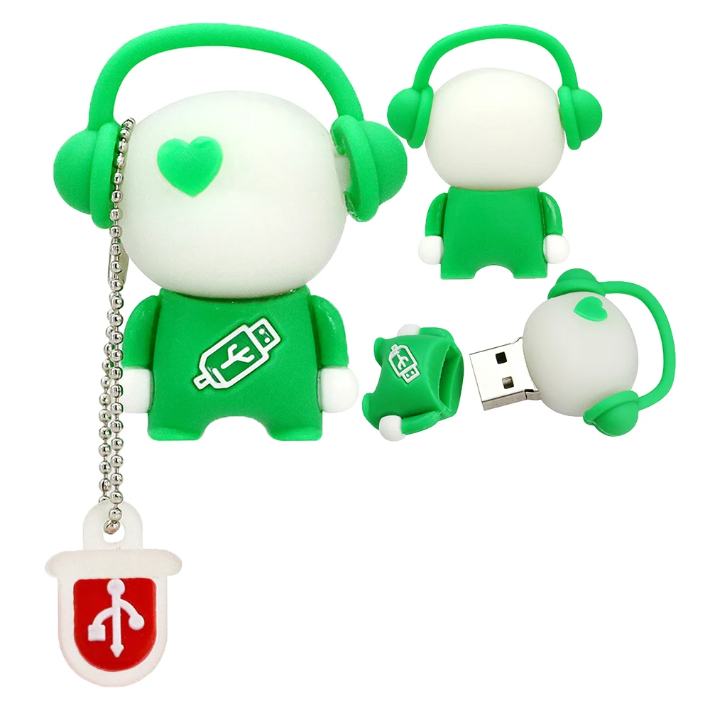 Футболка с забавным мультипликационным принтом кукла музыканта USB флэш