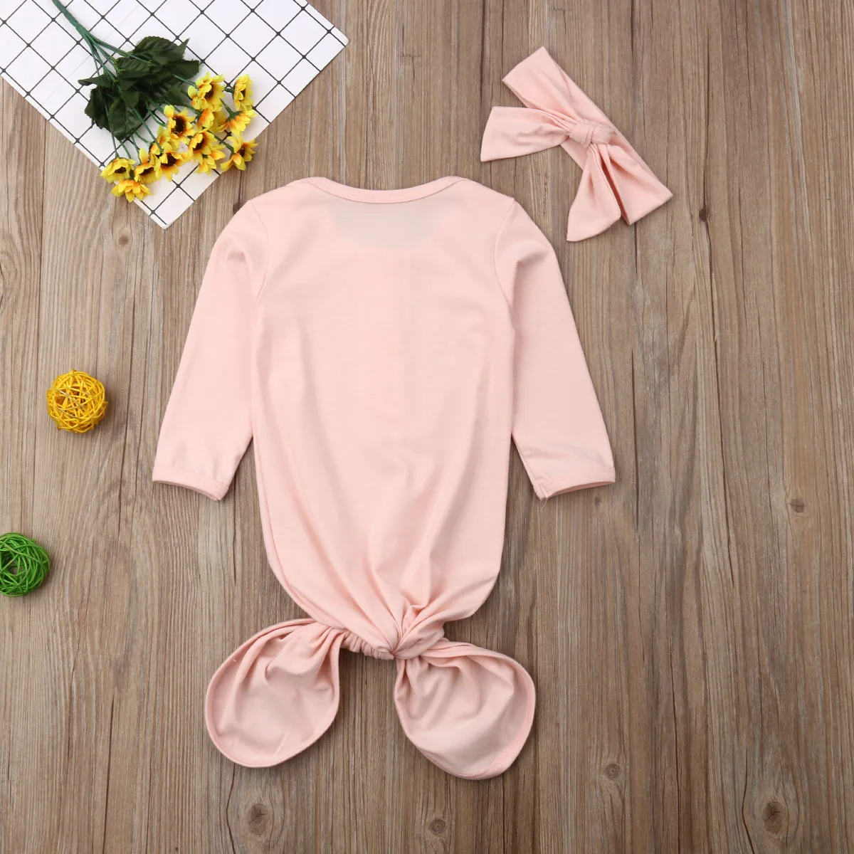 Newborn Baby Cotton Swaddle Wrap Button Swaddling Sleeping Bag Blanket Headband Set |