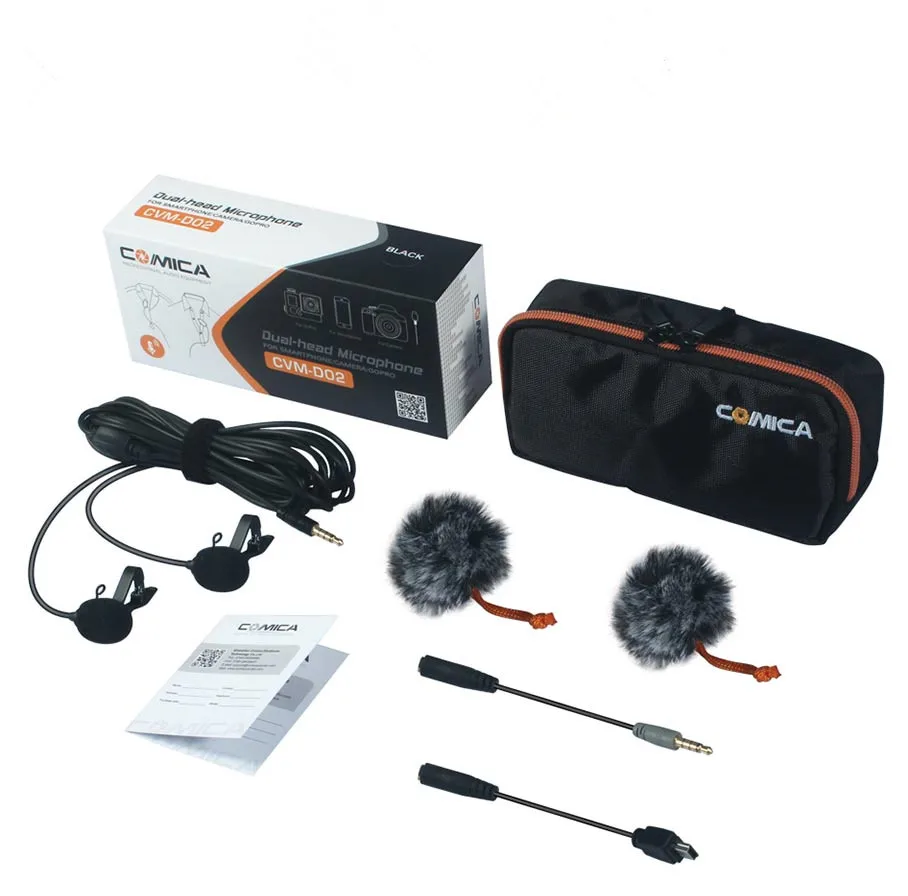 Петличный микрофон Comica всенаправленный конденсаторный с двумя головками и