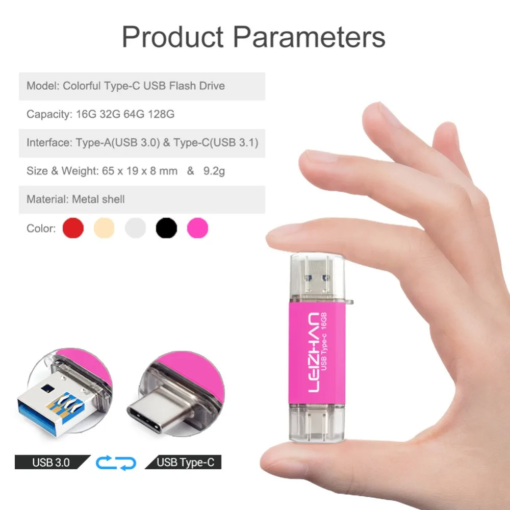 LEIZHAN тип c USB флэш накопитель C Рамочка для фотографии huawei P20 P30 samsung Galaxy S10 S9 Note 9 S8