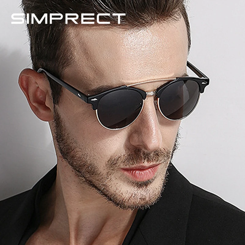 SIMPRECT 2019 ретро круглые мужские солнцезащитные очки поляризованные UV400 зеркало