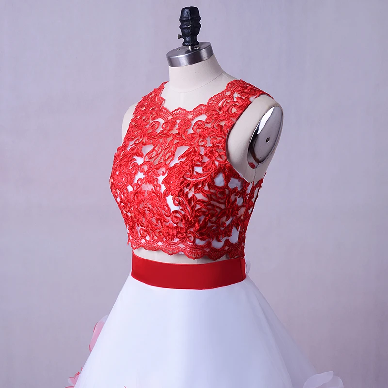 Роскошное платье для выпускного вечера из двух частей белые и красные Выпускные