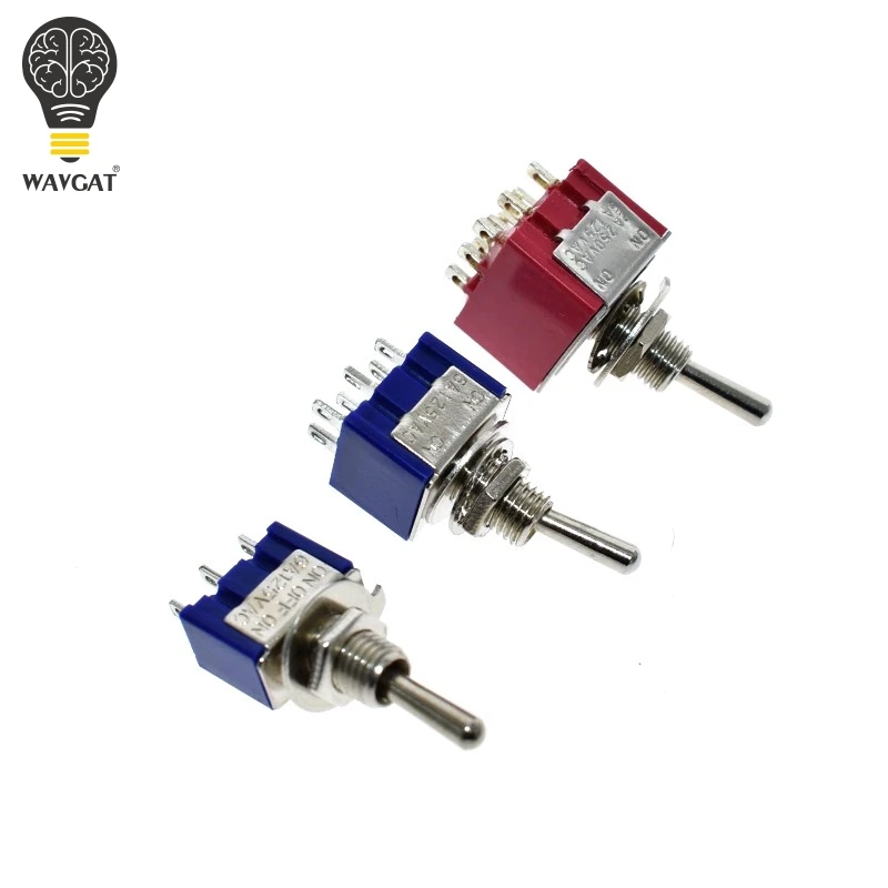 WAVGAT ON-OFF-ON 3 6 9 Pin 3 6 9 Position Mini Latching Toggle Switch 6A 3A MTS-103 MTS-203 MTS-303