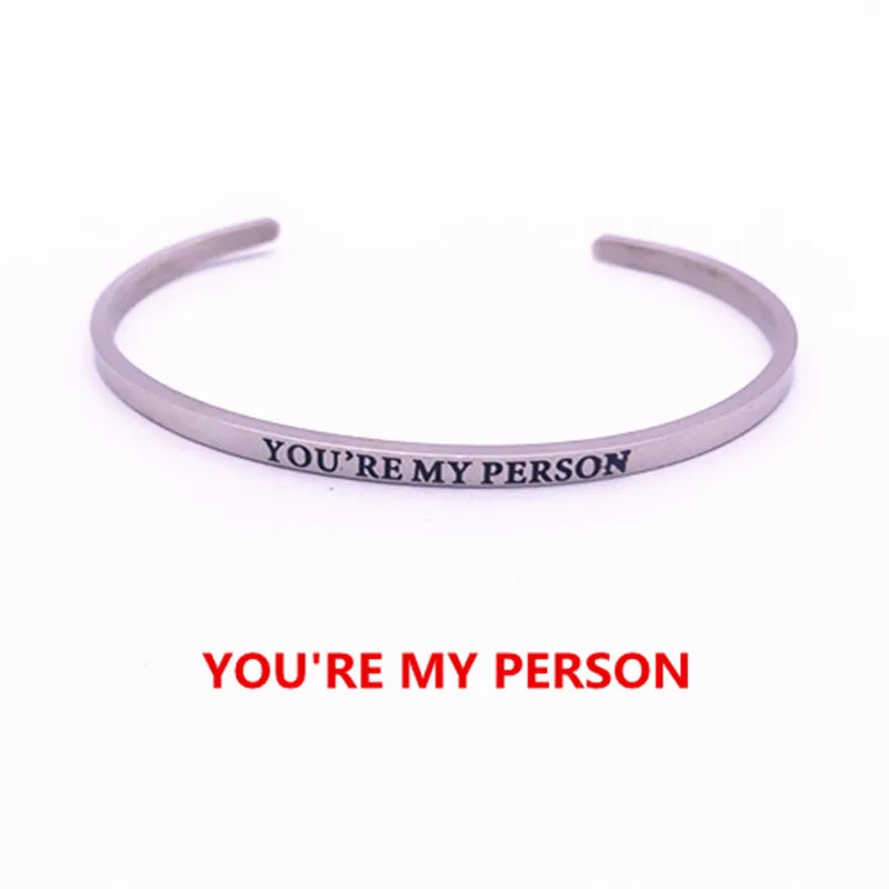Серебряный заказной гравированный из нержавеющей стали браслет с надписью персонализированный позитивный навевающий Вдохновение Браслет с буквами и браслет для женщин - Окраска металла: as picture