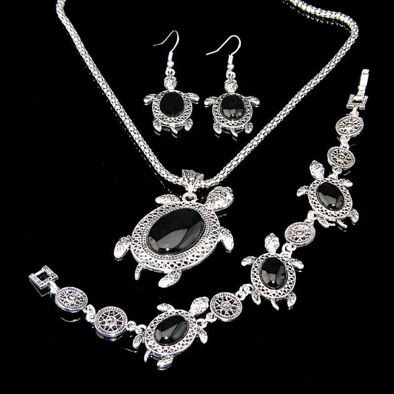 Винтажная искусственная черепаха натуральные черные камни античное серебряное