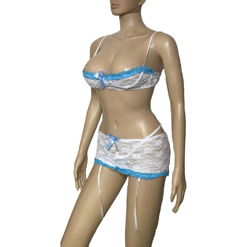 Комплект прозрачного кружевного нижнего белья из 3 предметов | Тематическая