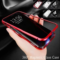 tempered glass 360 full magnetic adsorption bumper shockproof case for iphone 13 12 11 pro xs max xr 8 7 6plus flip magnet cover