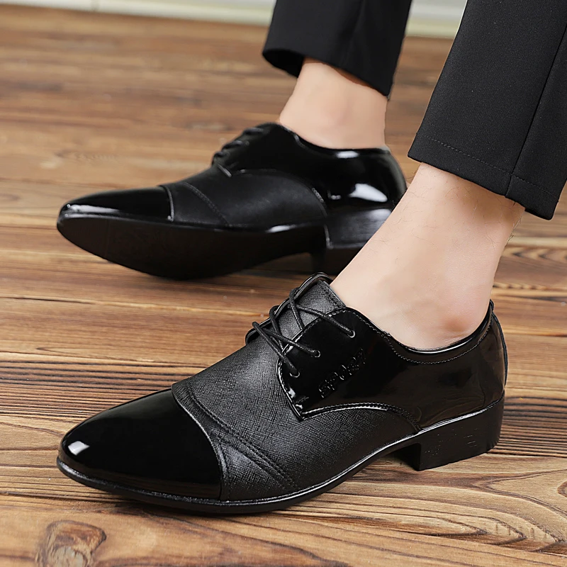 

Brand Fashion Dress Shoes Men Oxfords British Style Lace-Up Pointed Toe Business Men Shoes Black Wedding Shoes Zapatos De Hombre