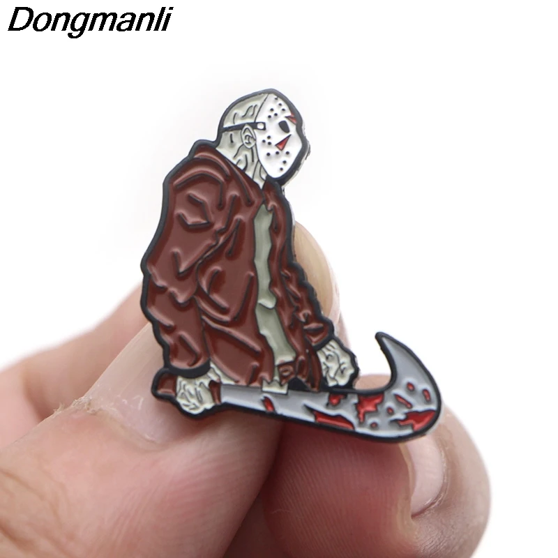 P3753 Dongmanli модная забавная пятница 13th металлические эмалированные булавки Jason Voorhees броши значок нагрудный воротник ювелирные изделия