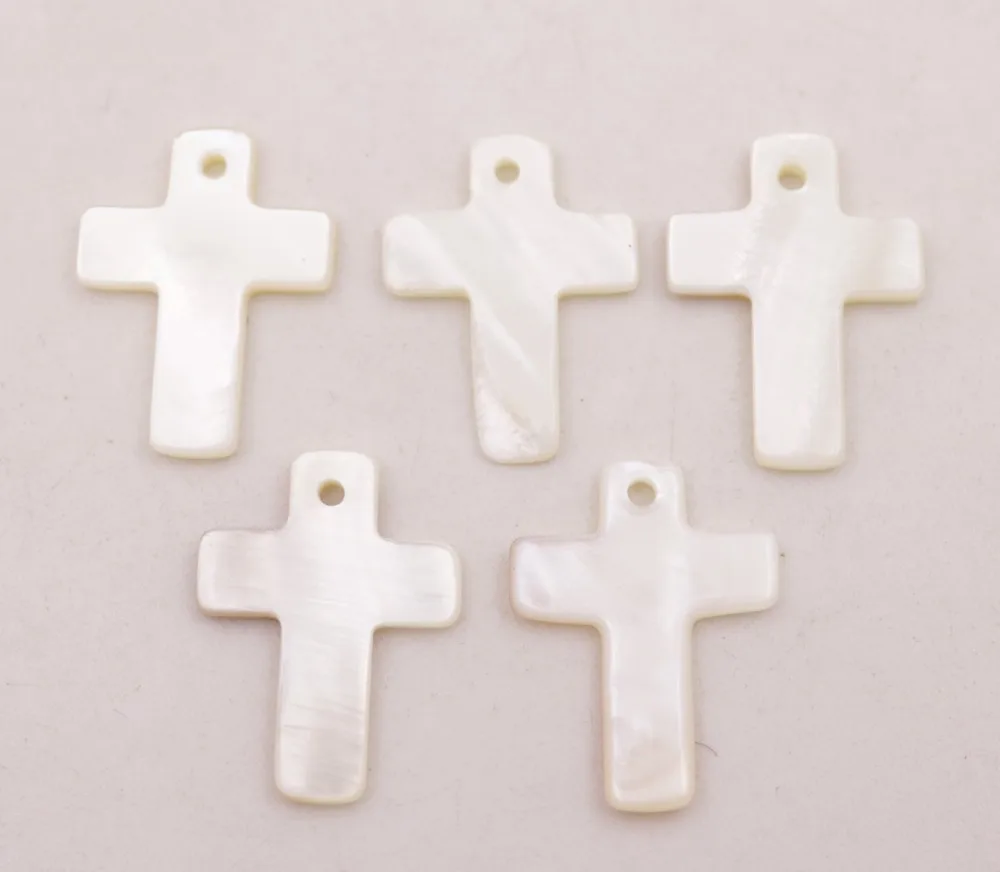 5 шт. крест подвеска в виде ракушки кулон натуральный белый перламутровый 17 мм X 22 мм
