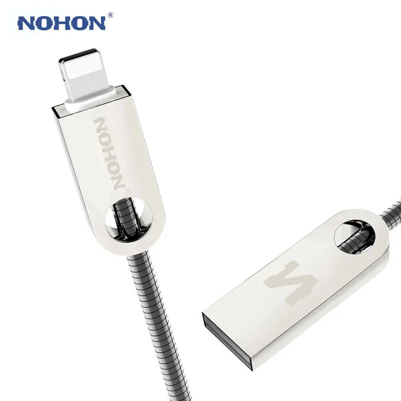Оригинальный металлический 8 контактный USB кабель NOHON для iPhone 11 Pro X Xs Xr 7 6S 6 Plus 5 5S iPad