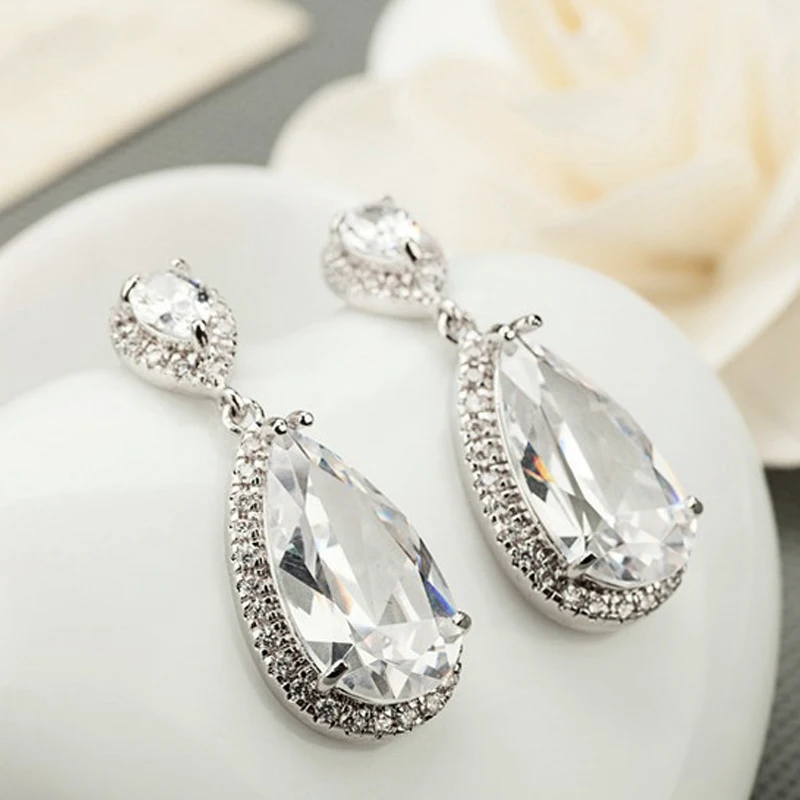 LUOTEEMI брендовые модные роскошные свадебные серьги в виде капель с ААА кубического