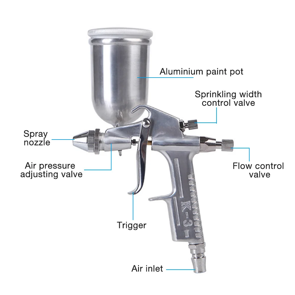 

0.5mm Spray Gun Mini Sprayer Air Brush Alloy Paint Tool 125ml Gravity Feeding Airbrush Penumatic Furniture For Painting Cars