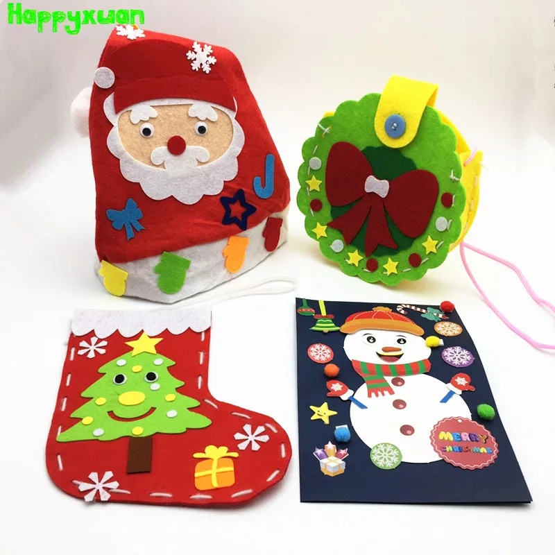 Happyxuan 4 шт Дети DIY Войлок Рождество рюкзак для игрушек носки ткань ремесла Наборы