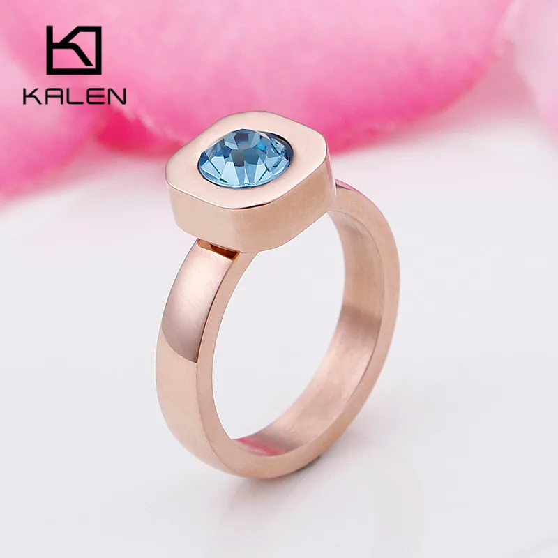 KR48043-K Недорогие кольца производства фирмы Kalen Tri-Цвет Нержавеющая сталь кольца для Для женщин Цвет Фул Mini Stone Перу кольца в богемном стиле обручальные кольца ювелирные изделия - Цвет основного камня: KR48043-K