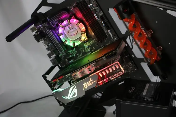 Поддержка графической карты GPU держатель кронштейн VGA Рамка подставка алюминий+ акрил ROG 12V 4PIN RGB/5 V 3PIN ARGB ASUS AURA SYNC Symphony
