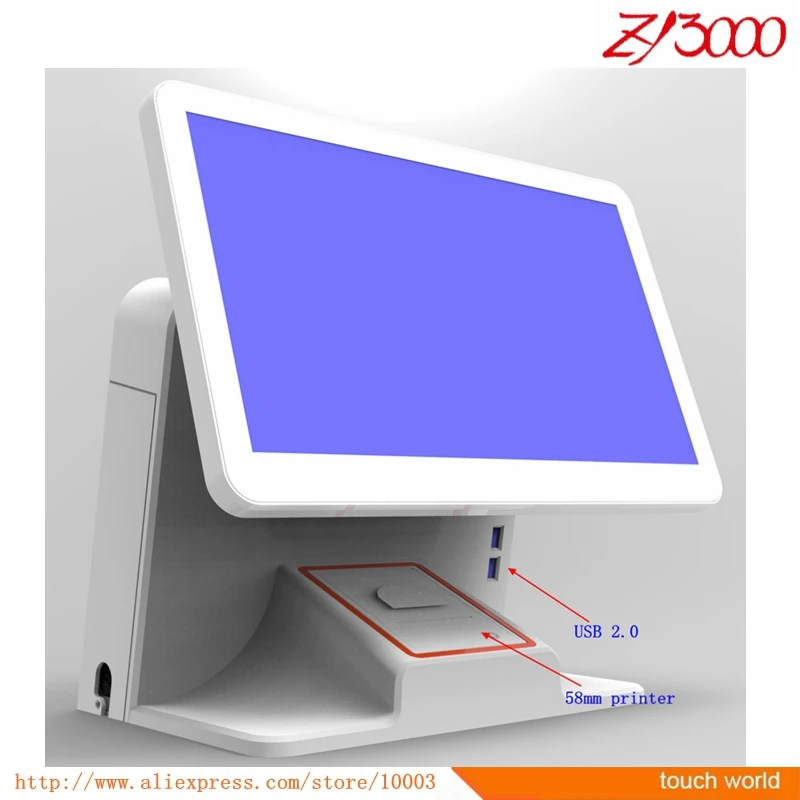 Новый запас 15 6-дюймовый сенсорный экран pos система имеет 58 мм Принтер внутри