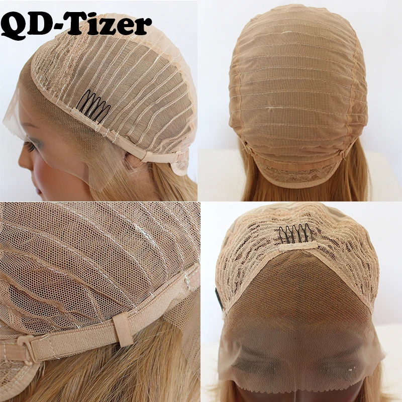 

QD-Tizer Blonde Bob Wig Short Straight Synthetic Lace Front Wig Glueless Soft Silky Lace Front Wigs For Black Women