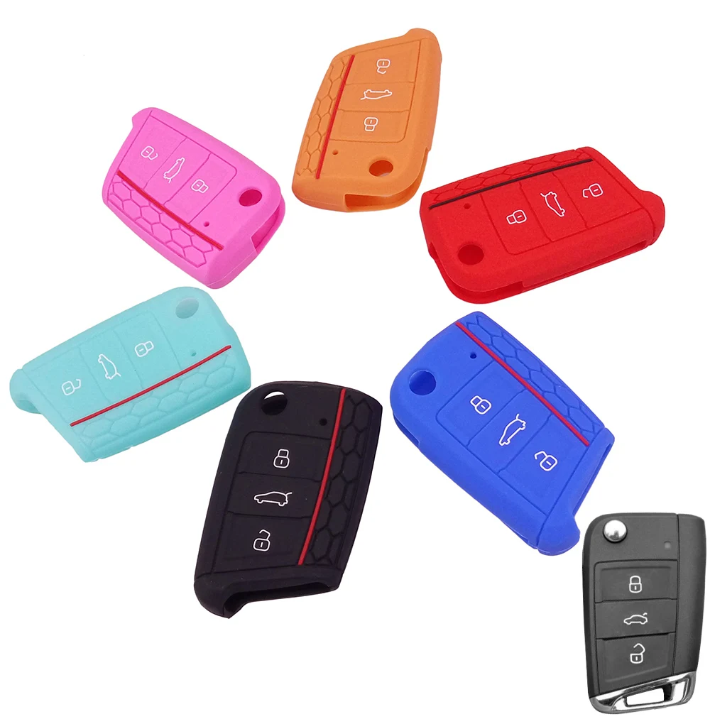 3 кнопки дистанционного ключа силиконовый чехол Fob подходит для VW Golf 7 /Skoda Seat Octavia
