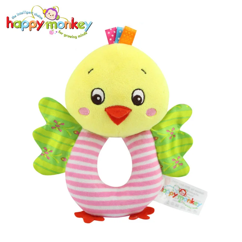 Chick Мягкие плюшевые мягкие детские погремушки игрушки для детей 0-12 месяцев милые животные развития развивающий подарок счастливой обезьяны - Цвет: Chick