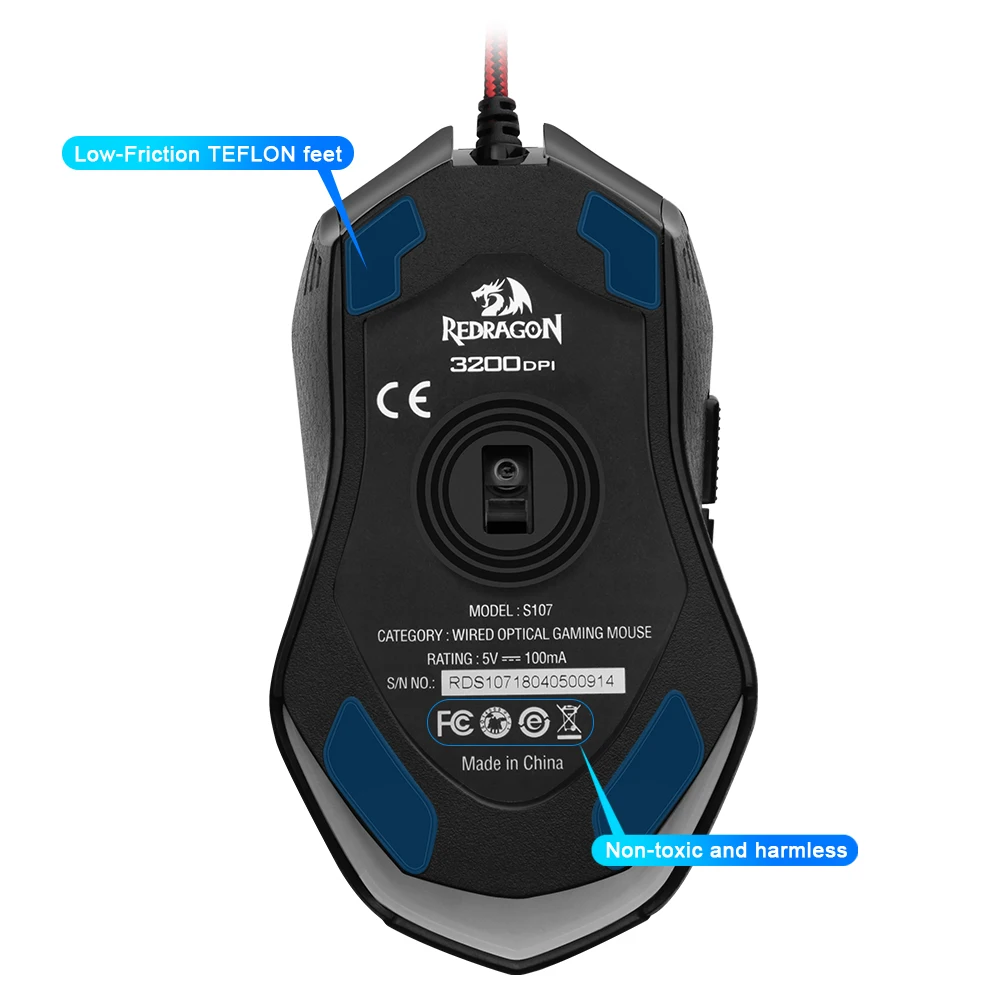 Redragon S107 USB Gaming Membrane RGB Keyboard mouse pad combos 104 keys 3200 DPI 6 buttons Mice Set Wired computer PC game