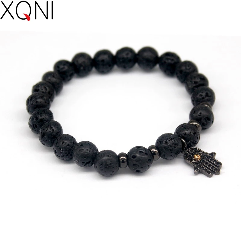 Топ 2017 Мода Лава камень Шарм Мужские браслеты Высокое качество бандаж ручной