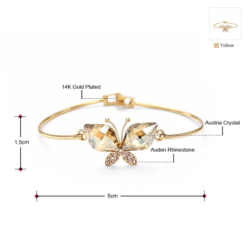 Neoglory Австрия Кристалл & Стразы браслет платье с милой бабочкой разработанные