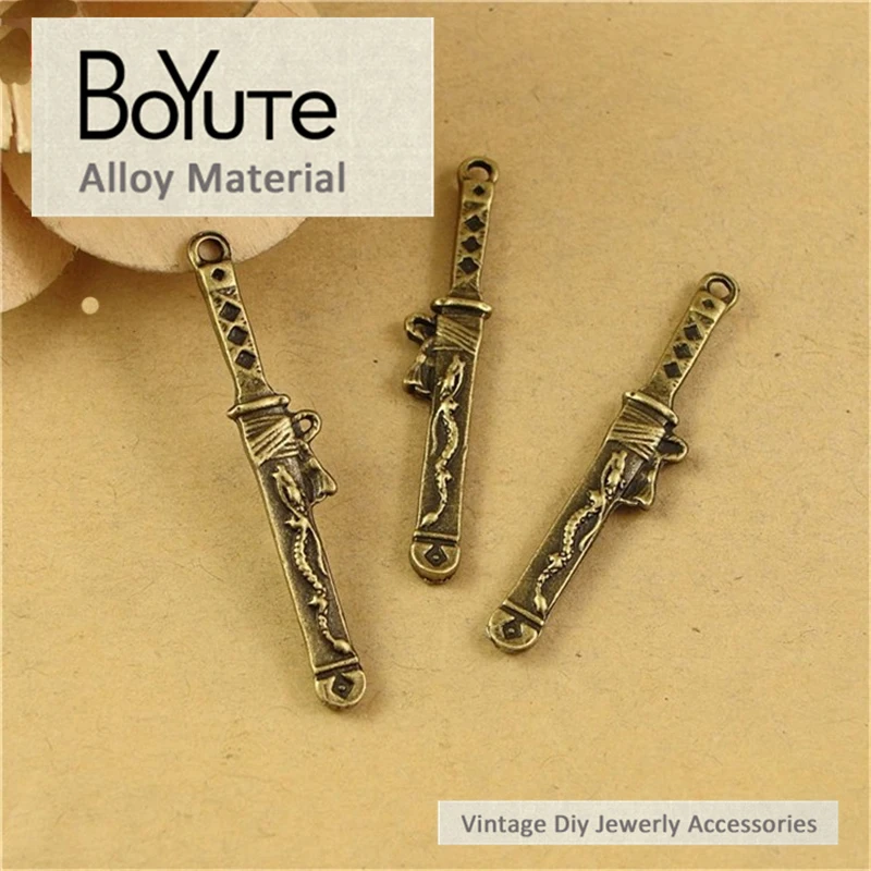 BoYuTe (50 шт./лот) 45*8 мм Винтажный стиль Античная бронзовая оцинкованная подвеска в