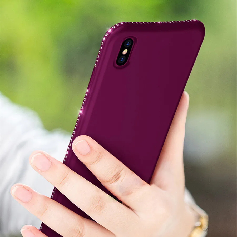 Роскошный Блестящий Алмазный бампер силиконовый чехол для iPhone X матовый TPU