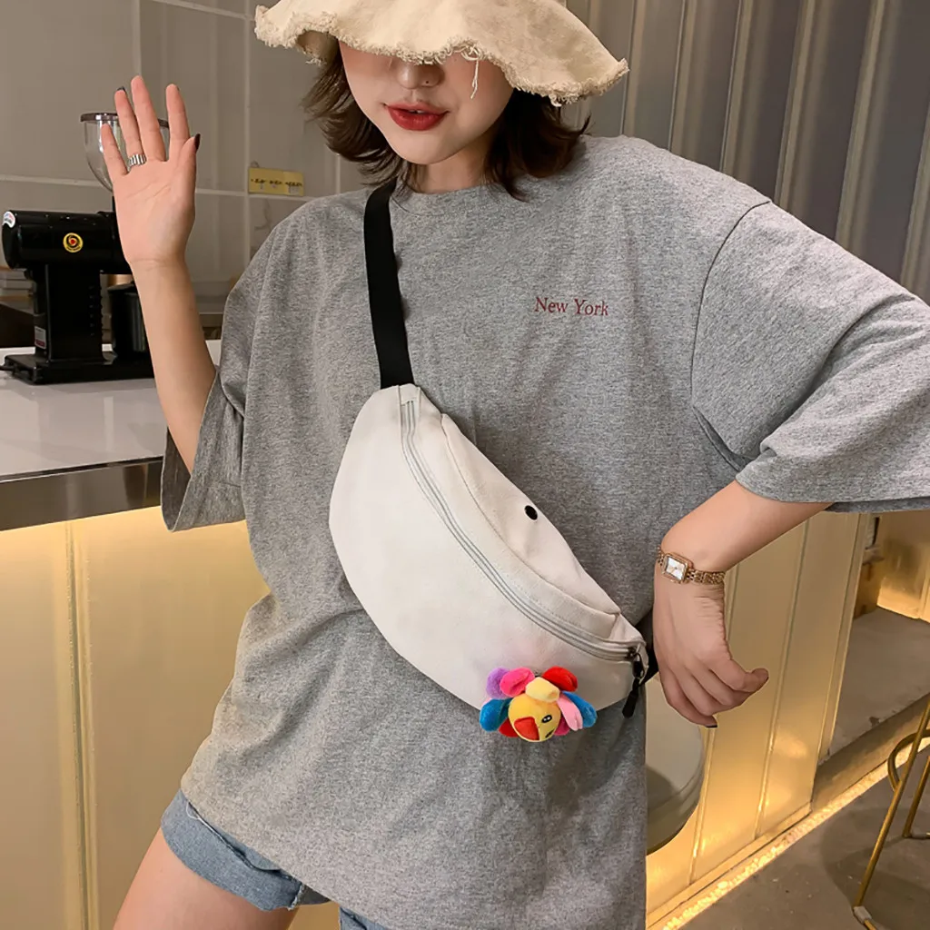 Женская холщовая нагрудная сумка в стиле хип хоп с цветочным принтом простая