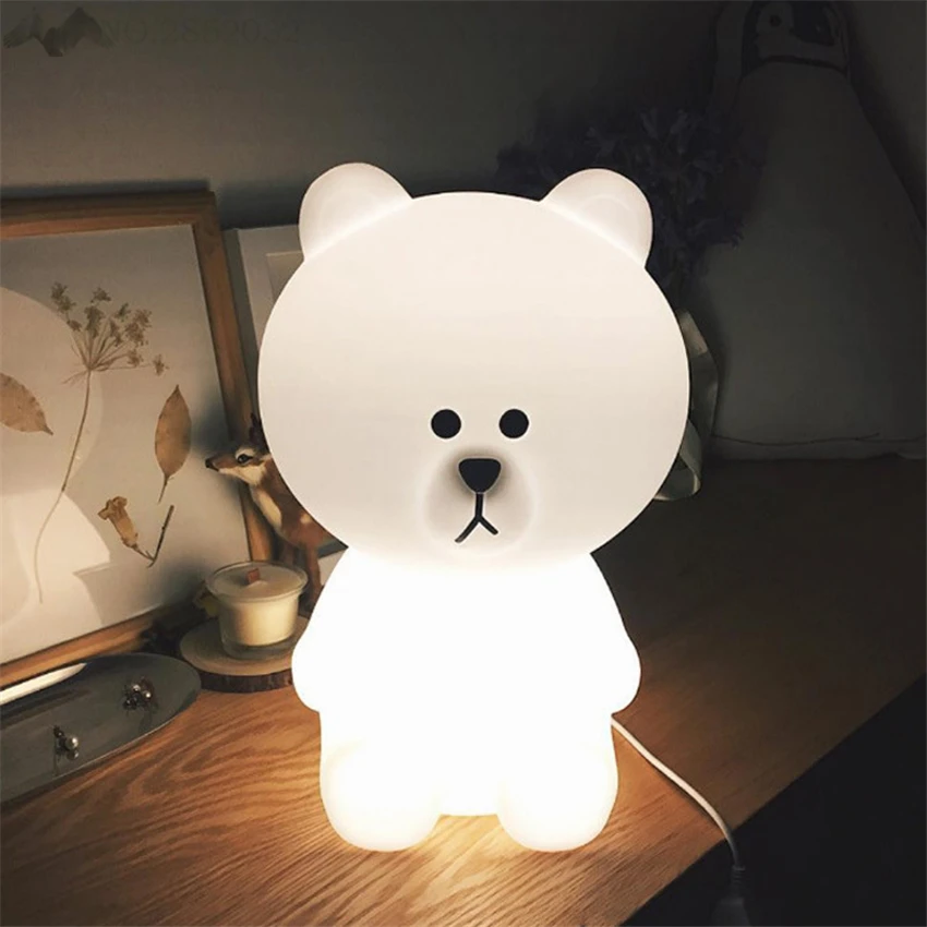 Современный милый белый плюшевый мишка Linefriend светодиодный настольный светильник s Детский подарок Ночной светильник Домашний Светильник вечерние светильники