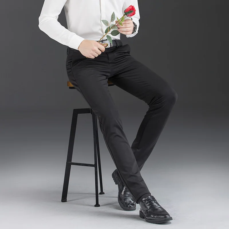 2018 Модные осенние зимние повседневные обтягивающие мужские брюки подходят для