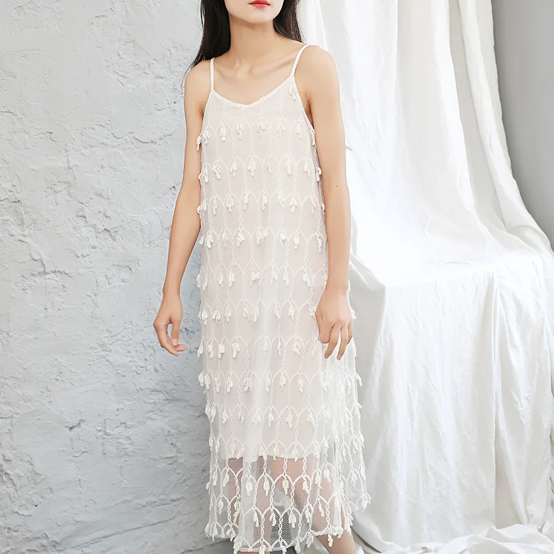 Женское белое платье с цветочной вышивкой Новинка лета 2020 корейский стиль