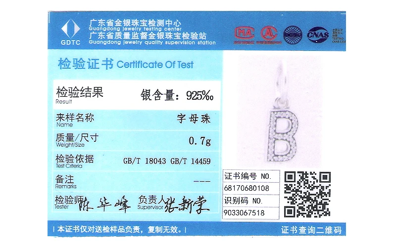 

Fits for Pandora Bracelets Character B Charms with Clear Cubic Zirconia 100% 925 Sterling Silver Beads Free Shipping