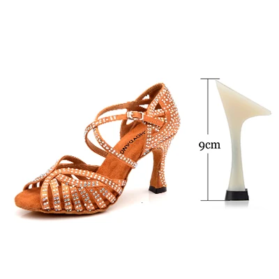 Brown 9cm SHOYDANC/Танцевальная обувь; обувь для латинских танцев для женщин; обувь для сальсы; обувь для латинских танцев для девочек; Обувь для бальных танцев; Цвет черный, бронзовый; кожа; Каблук Куба - Цвет: Brown 9cm