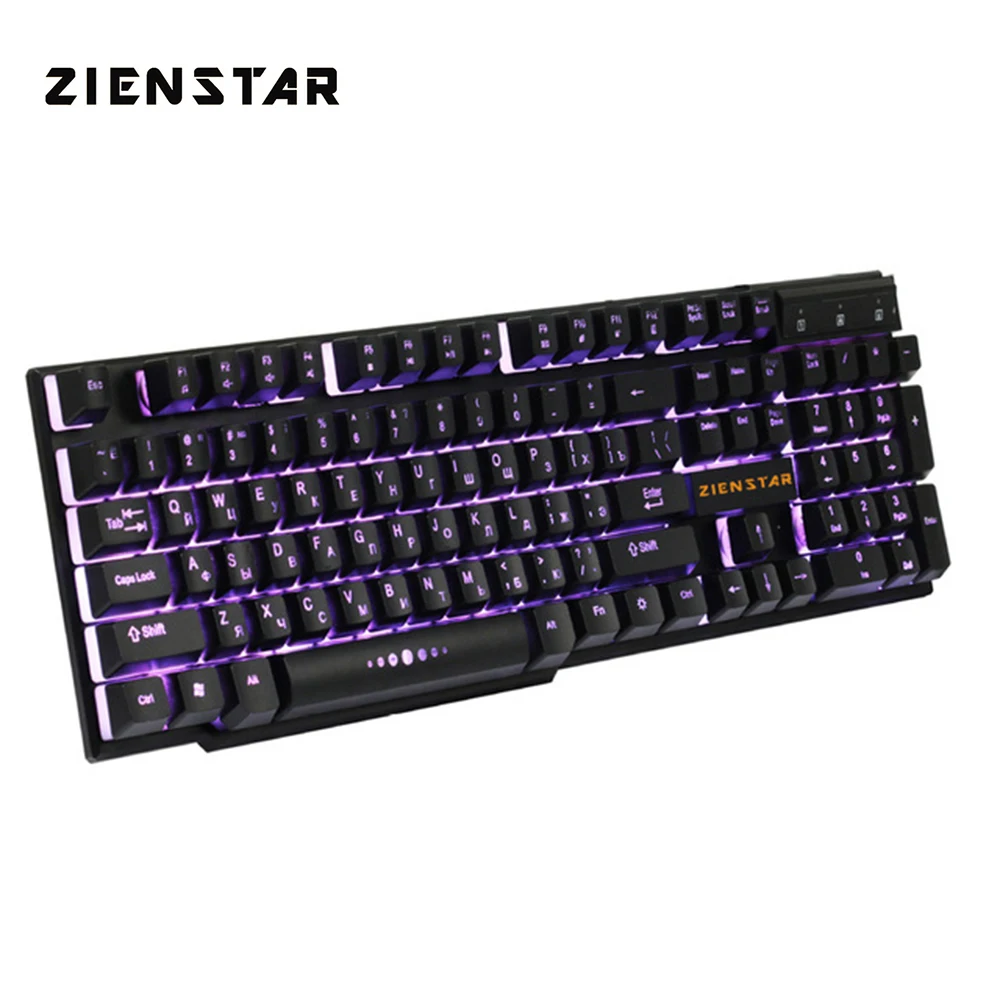 Клавиатура ZIENSTAR игровая с русскими буквами и подсветкой в трех
